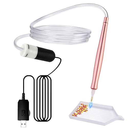 USB-betriebener elektrischer Diamant-Malstift mit Vakuum-Aufbewahrungsfach, ergonomischem Griff, einstellbaren Einstellungen und mehrfarbigen Bürstenköpfen für lang anhaltendes, stabiles Basteln, Image