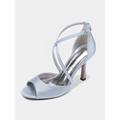 sandali con tacco a spillo con cinturino incrociato in raso bianco da donna – eleganti sandali con tacco a spillo per matrimonio e serata romantica