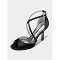 sandali con tacco a spillo con cinturino incrociato in raso bianco da donna – eleganti sandali con tacco a spillo per matrimonio e serata romantica