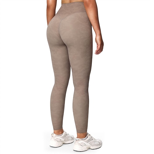 Damen Capri Leggings Yoga-Leggings Bauchkontrolle Fitnessstudio sportlich Laufen Unterteile Druck Weiß Marinenblau Braun Herbst Sport Sportkleidung Schlank Image