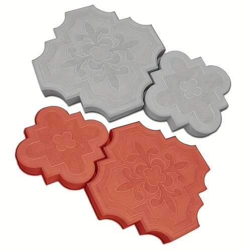 2 schöne Kunststoffformteile, große Pflasterstein-Betonform, Betonform, Zementform, Kunststoff-Ziegelform, Betonform, Steinpflasterform, zum Herstellen großer und kleiner ineinandergreifender Image