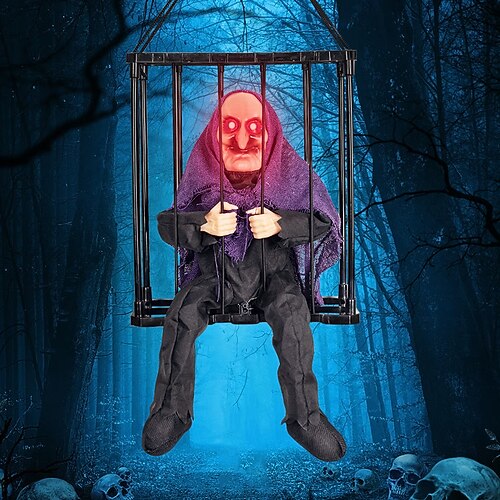 gruselige Käfig-Halloween-Puppe, Spukhaus-Requisite mit schreiender Stimme, Albtraum-Kreatur