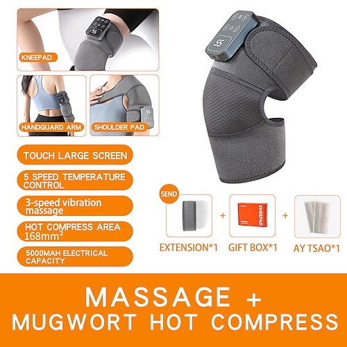 massaggiatore elettrico per ginocchia ricaricabile, riscaldato e vibrante, 5 livelli, cuscinetto riscaldante per ginocchia, massaggio rilassante, supporto per ginocchio