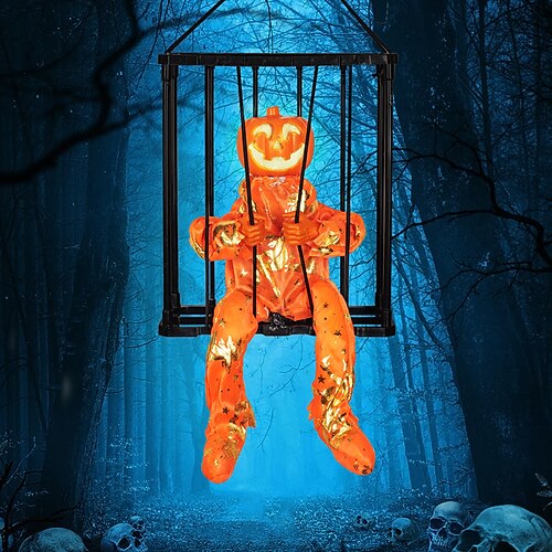 gruselige Käfig-Halloween-Puppe, Spukhaus-Requisite mit schreiender Stimme, Albtraum-Kreatur