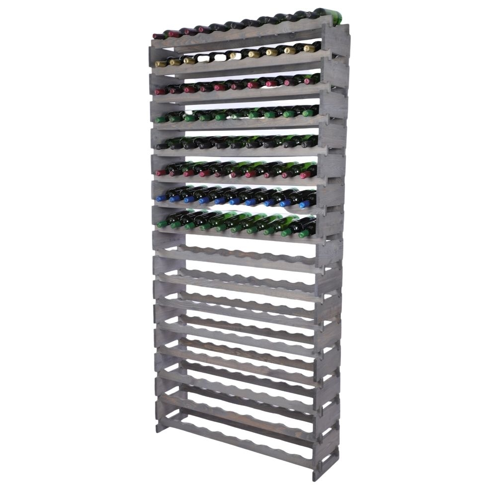 Proregal Weinregal VINOTECA FLEX PRO | HxBxT 219x103x28cm | 160 Flaschen auf 16 Ebenen | Massives Kiefernholz | Grau Image