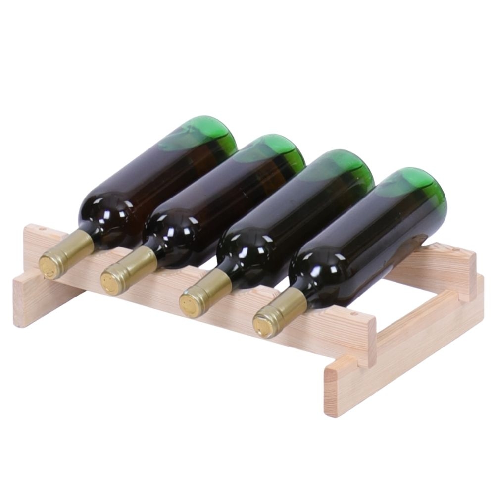 Proregal Weinregal VINOTECA FLEX PRO | HxBxT 9x46x28cm | 4 Flaschen auf 1 Ebene | Massives Kiefernholz | Natur unbehandelt Image