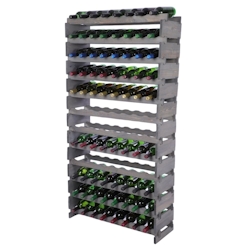 Proregal Weinregal VINOTECA FLEX PRO | HxBxT 163x84x28cm | 96 Flaschen auf 12 Ebenen | Massives Kiefernholz | Grau Image