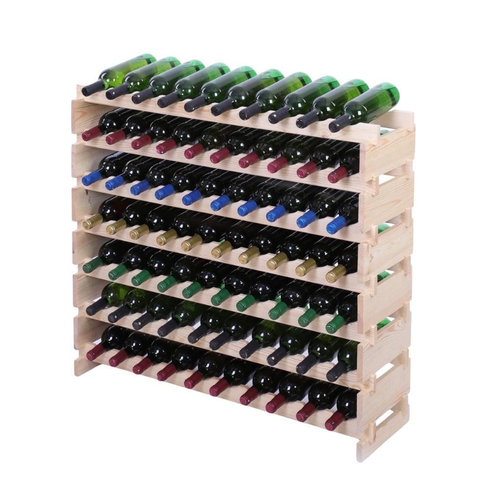 Proregal Weinregal VINOTECA FLEX PRO | HxBxT 93x103x28cm | 70 Flaschen auf 7 Ebenen | Massives Kiefernholz | Natur unbehandelt Image