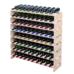 Proregal Weinregal VINOTECA FLEX PRO | HxBxT 107x103x28cm | 80 Flaschen auf 8 Ebenen | Massives Kiefernholz | Natur unbehandelt Image