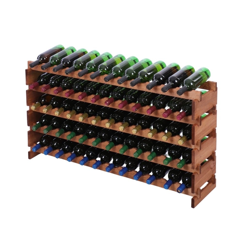 Proregal Weinregal VINOTECA FLEX PRO | HxBxT 65x123x28cm | 60 Flaschen auf 5 Ebenen | Massives Kiefernholz | Braun geölt Image