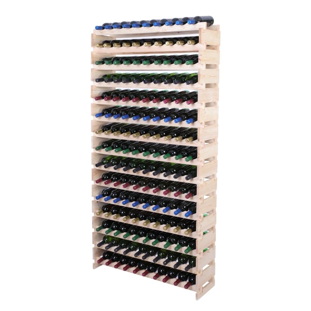 Proregal Weinregal VINOTECA FLEX PRO | HxBxT 205x103x28cm | 150 Flaschen auf 15 Ebenen | Massives Kiefernholz | Natur unbehandelt Image