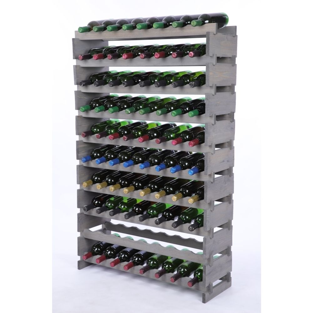 Proregal Weinregal VINOTECA FLEX PRO | HxBxT 135x84x28cm | 80 Flaschen auf 10 Ebenen | Massives Kiefernholz | Grau Image