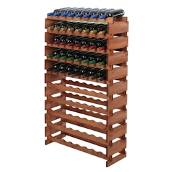 Proregal Weinregal VINOTECA FLEX PRO | HxBxT 135x84x28cm | 80 Flaschen auf 10 Ebenen | Massives Kiefernholz | Braun geölt Image