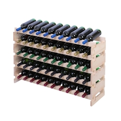 Proregal Weinregal VINOTECA FLEX PRO | HxBxT 65x103x28cm | 50 Flaschen auf 5 Ebenen | Massives Kiefernholz | Natur unbehandelt Image