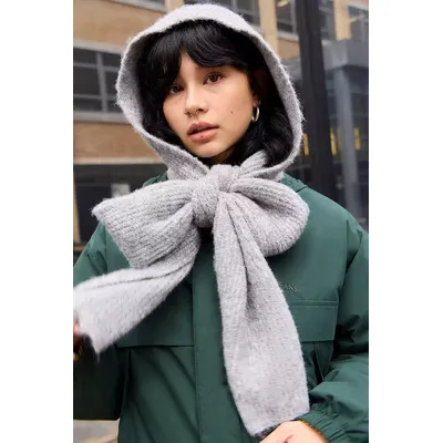 UO Georgia Hooded Scarf - Grey at Urban Outfitters