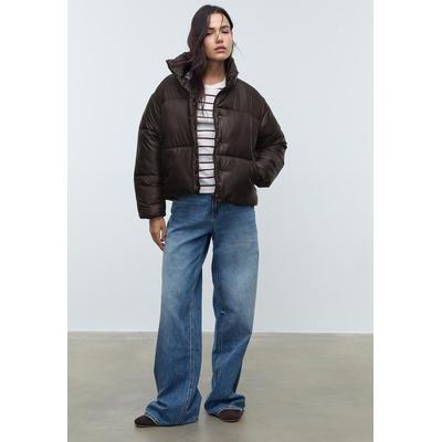 Stradivarius Satin-effect puffer jacket Brown S