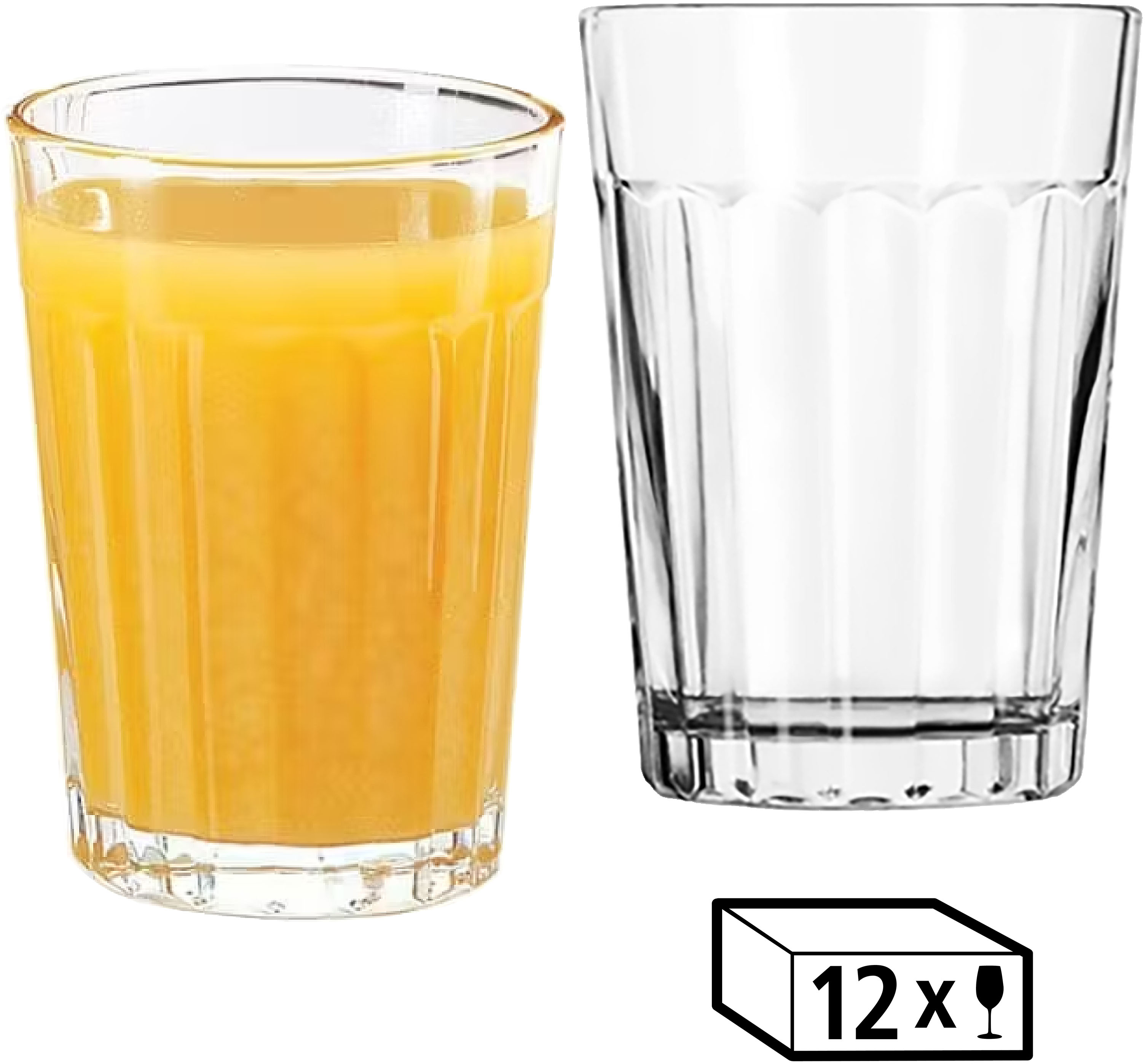 Gläser-Set LIBBEY "Rocks Glas -PANELED TUMBLERS- 207 ml, Ø: 7,5 cm, H: 10,5 cm, 12er Set", transparent, H:10,5cm Ø:7,5cm, Glas, Trinkgefäße, hochwertig verarbeitet, im modernen Design