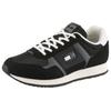 Sneaker TOMMY JEANS "TJM RUNNER CASUAL", Herren, Gr. 42, schwarz, Textil, Lederimitat, sportlich, Schuhe, Freizeitschuh, Halbschuh, Schnürschuh mit seitlicher Logoflagge