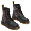 Schnürboots DR. MARTENS "1460 Vonda 8 Eye Boot", Damen, Gr. 38, schwarz, Leder, bestickt, geblümt, casual, Schuhe, Stiefel, Boots mit Blütenstickerei