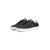 Plateausneaker TOMMY HILFIGER "ESSENTIAL ELEVATED COURT SNEAKER", Damen, Gr. 38, schwarz-weiß (schwarz, weiß), Leder, sportlich, Schuhe, Freizeitschuh, Halbschuh, Schnürer mit Ziernähten und Kontrastbesatz