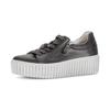 Plateausneaker GABOR, Damen, Gr. 36, grau (anthrazit), Kalbsleder, metallic, sportlich, Schuhe, Freizeitschuh, Halbschuh, Schnürschuh mit Best Fitting-Ausstattung