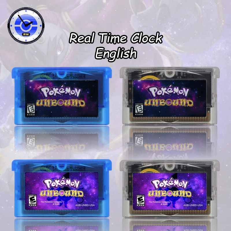 GBA 1M Flash RTC Pokémon Unbound V2.1.1.1 Video Game Cartridge with Battery High Quality USA Version for GBA/NDS