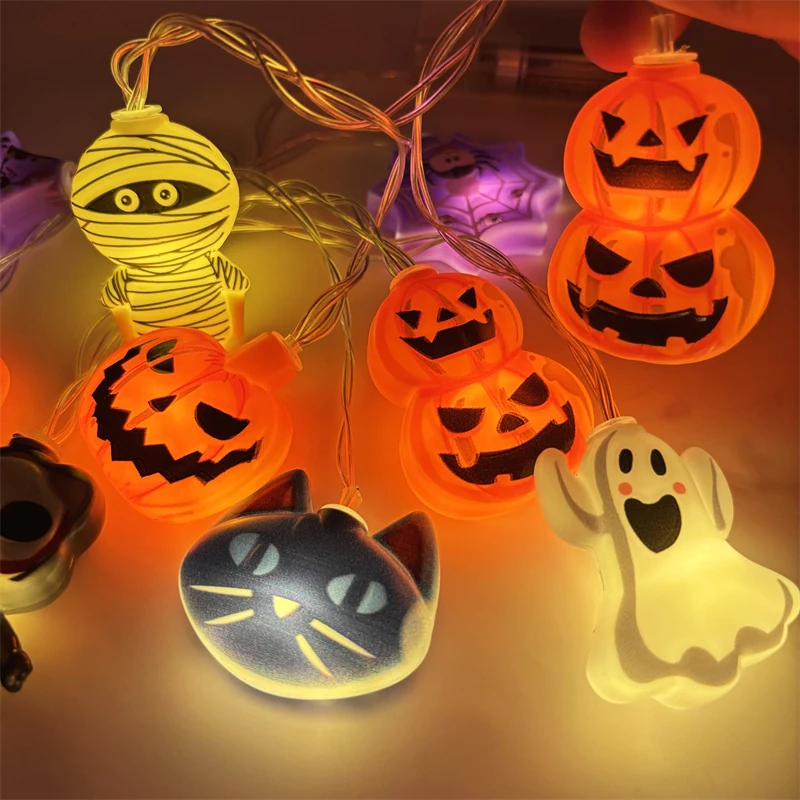 1 beutel Halloween Kürbis Geist Fledermaus Spinne Led Lichterketten Geschenk Festliche Urlaub Party Zimmer Hause Fenster Innen Dekoration Supplie