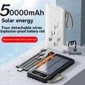 Solar Power Bank 50000mAh Batteria di ricarica rapida per alimentazione mobile di grande capacità Doppio USB 4 cavi Display digitale a LED per iPhone