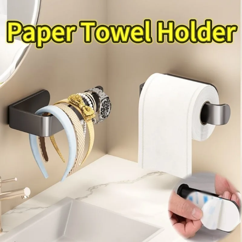 Selbstklebender Toilettenpapierhalter, Küchenrolle, Handtuchhalter, Serviettenspender, saugfähiger Ständer, Taschentuchhalter, Badezimmerzubehör Image