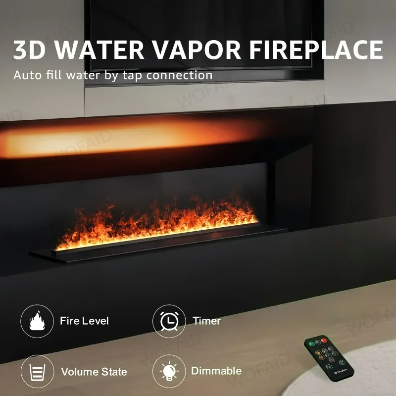 WOFAID 3D-Elektrokamin mit Fernbedienung, Aroma-Luftbefeuchter, RGB-Flammenlicht, Kamine, Öfen für Hotel, Spa, Entspannung Image