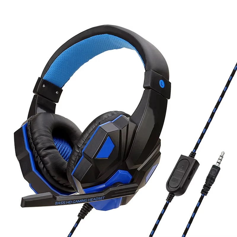 3,5-mm-Gaming-Kopfhörer mit Kabel, Spiel-Headset, Kopfhörer mit Geräuschunterdrückung und Lautstärkeregler mit Mikrofon für PS4, PS5, Spielen, Xbox, Laptop
