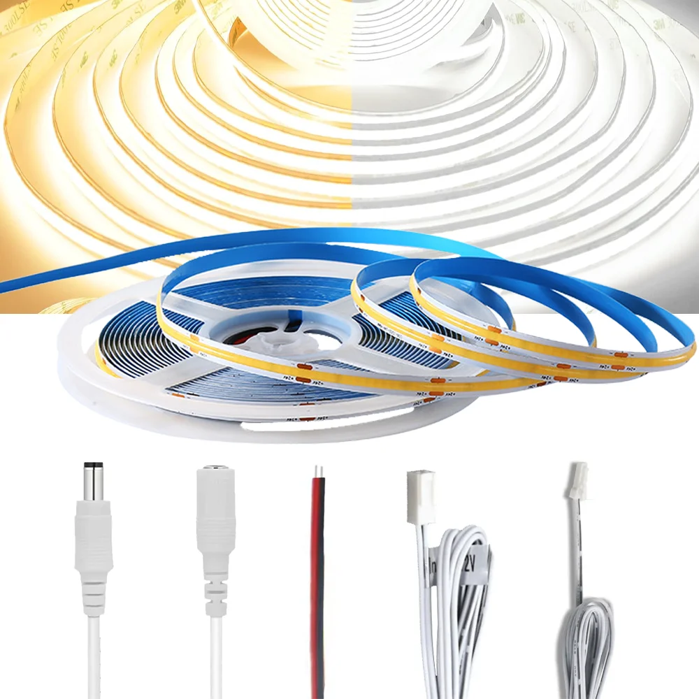 12V COB LED Streifen Lichter 320LEDs/M Flexible LED Band Band 2Draht/DC/Dupport Stecker für Zimmer Küche Dekor 3000K 6000K 1M-5M Image