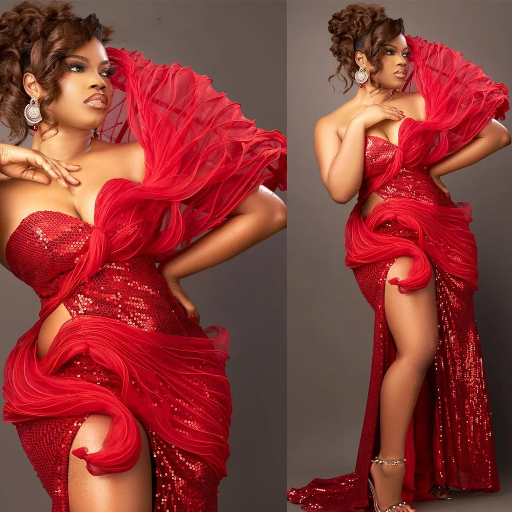 Maßgeschneiderte rote Meerjungfrau-Abschlussballkleider, stilvoll, hoher Abend, formelle Party, zweite Verlobung, Geburtstagskleider, Kleider, exquisite Mode Image