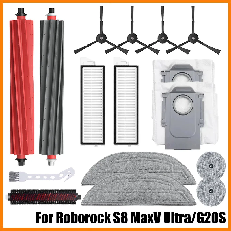 Für Roborock S8 MaxV Ultra/G20S Roboter Vakuum Ersatzteile Hauptseite Bürsten Mopp Tücher HEPA Filter Staub Taschen zubehör Image