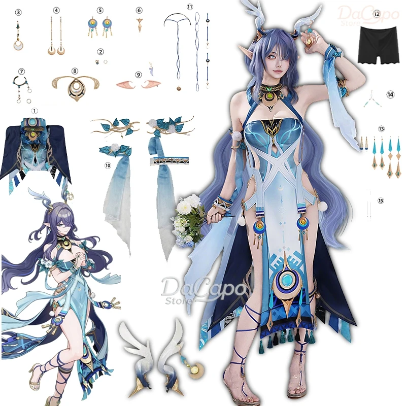 Genshin Impact Lauma Cosplay Kostüm Perücke Spiel Rauma Halloween Party Frauen Sexy Outfit Kleidung Hairdecor Prop Fullset Kleidung Image