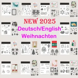 Neue 2025, Briefmarken und Matrizen-Sets für die Kartenherstellung, für Scrapbooking-Zubehör in deutscher Weihnachten, Neuheits-Stanzformen, Basteln