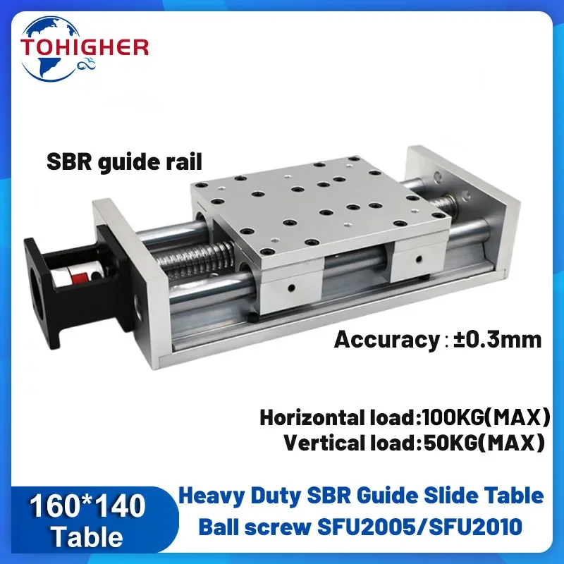 140 mm breite Aluminium-Schiebetischlast 100 kg Kugelumlaufspindel SFU2005/SFU2010/SFU2020 Präzisions-CNC-SBR-Linearführung XYZ-Schiebetisch Image