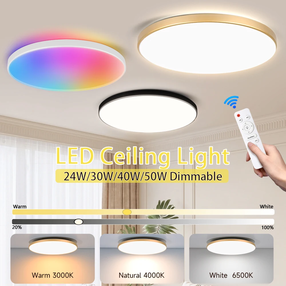 Led-deckenleuchte Mit Fernbedienung Moderne Intelligente Decke Lampe RGB Dimmbare 110V 220V Led-leuchten Zimmer Küche wohnzimmer Licht