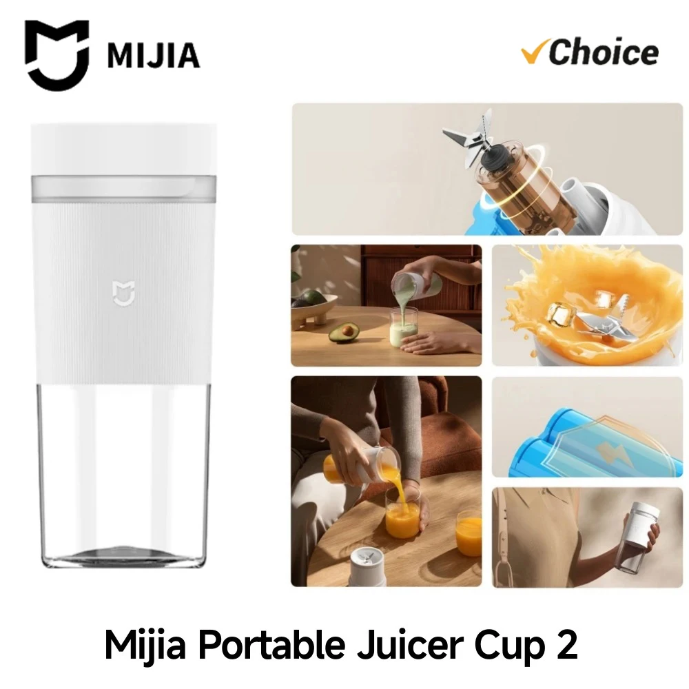Original MIJIA Portable Juicer 2 Fruit Automatic Juicer Type-C Charging Automatic Rinse Household 300ML Capacity Juicer -CN