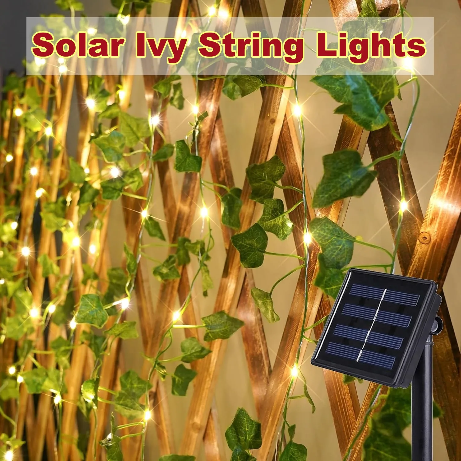 LED-Solar-Ranken-Lichterkette für den Außenbereich, wasserdicht, künstliche Efeublätter, Dekor, Lichterkette, 8 Modi für Weihnachten, Garten, Hochzeit
