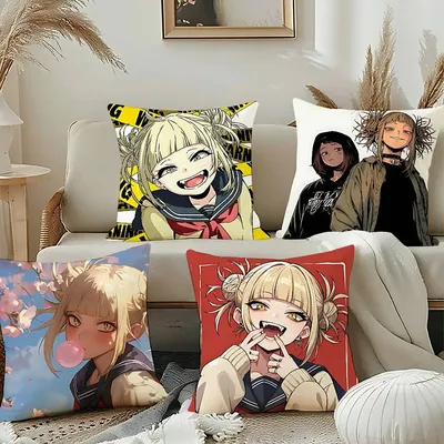 Animationsfiguren H-Himiko-TogaS Kissenbezug, Kissenbezug, weich, niedlich, Dekokissenbezug für Auto, Sofa, Kissenbezug, Polyester mit Image