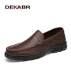 DEKABR Echtes Leder, handgefertigt, atmungsaktiv, bequem, Arbeit, Herren-Freizeitschuhe, Outdoor-Loafer, Slip-on-Herrenschuhe, Größe 37–47