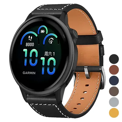 Ersetzen Sie das Armband für Garmin Venu sq 2 3 Vivoactive 4 5 6 Sportarmband Forerunner 570 165 265 255Music 20 mm/22 mm Lederarmband Image