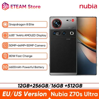 Original Nubia Z70S Ultra 5G Smartphone 6.85" 144Hz AMOLED Screen Snapdragon 8 Elite 6600mAh Battery 80W Fast Charge NFC IP68&69