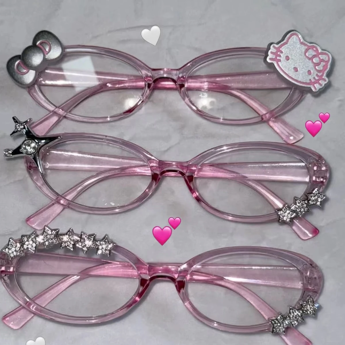 Japanische Kawaii rosa Hello Kitty dekorative Brille süße Harajuku Mädchen Schleife glänzend Hello Kitty Brille Zubehör Geburtstagsgeschenk