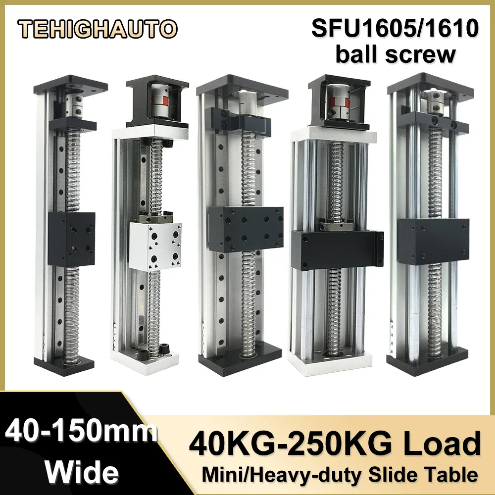 40–250 kg Last, Kugelumlaufspindel, Schiebetisch, Mini-/Schwer-Linearführungsplattform, SFU1605/1610, robuste motorisierte Lineartisch aus Aluminium