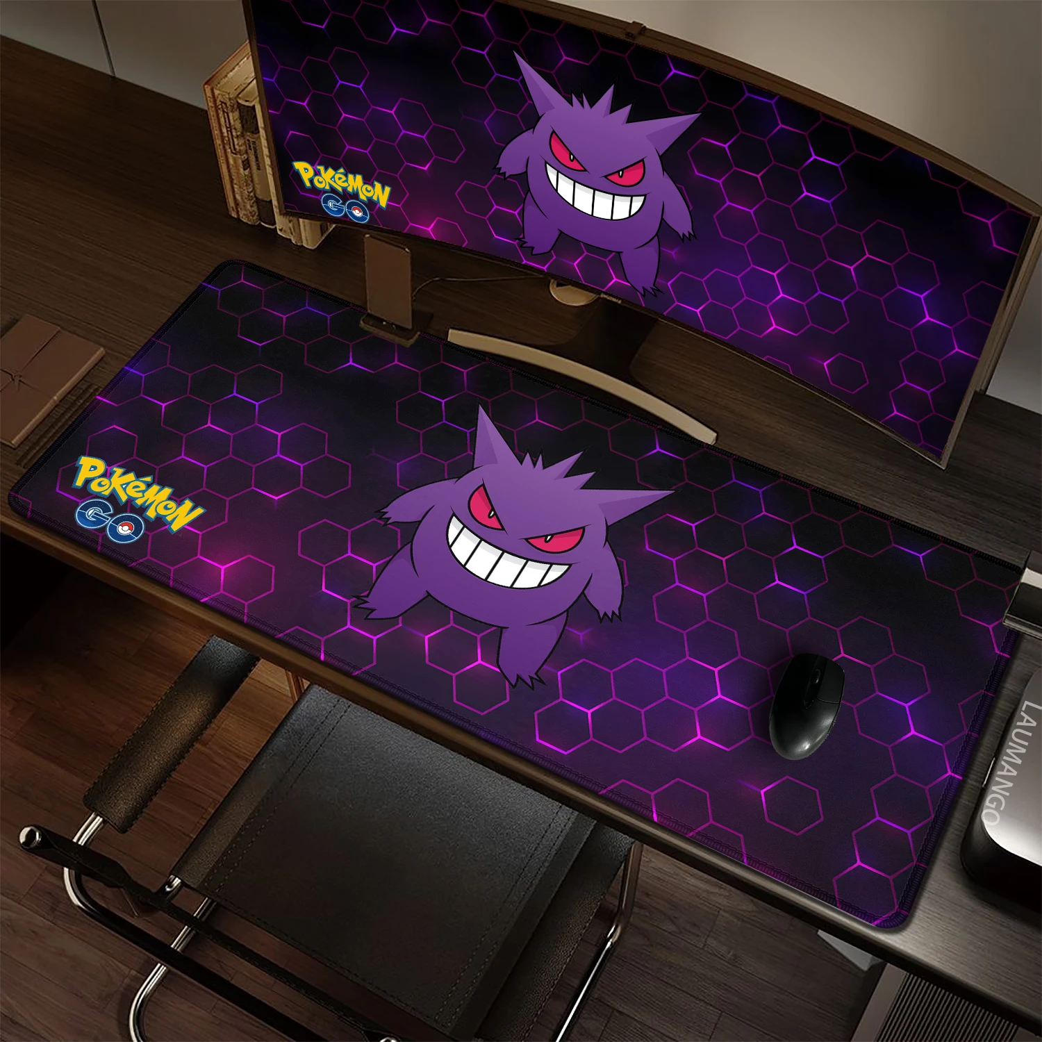 POKEMON Gaming Mouse Pads Gengar Mousepad Anime HD Printing Computer Keyboard Pc Gamer Locking Edge Purple Desk Mat XXL90x40cm