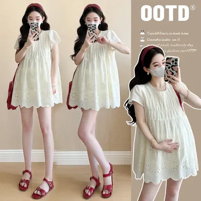 Pregnant Women's Clothing 2025 Summer Sweet and Fashionable Set Loose Two-piece Set