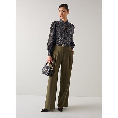 Sonya Green Multi Animal Print Silk Blouse, Khaki