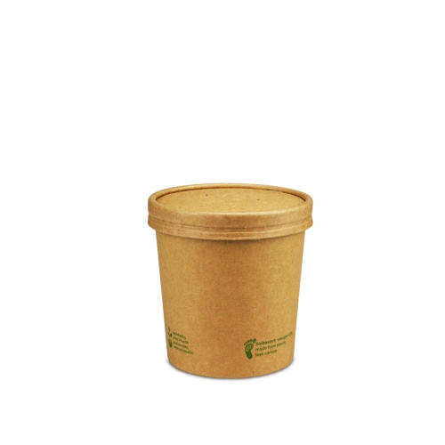 Pack4Food24 250 Bio Thermobecher heiß & kalt 20oz/570ml braun Karton/PLA inkl. Deckel Image